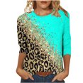 thumbnail image 2 of Qertyioot Hauts de Mode pour Femmes, T-shirt Imprimé Ample Manches 3/5 Col Rond Décontracté, 2 of 4