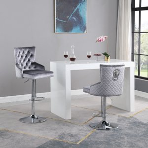 Leo Adjustable Bar Stool, Set of 2 in Grey/Silver