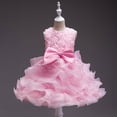 thumbnail image 2 of MIASHUI Robe de Concours pour Filles, Robe de Fête à Volants avec Fleurs, Robe de Bal de Mariage pour Enfants, Robe de Princesse Formelle, Rose, 3-4 Ans, 2 of 4