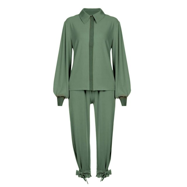 Women‘s Autumn And Winter Elegant Solid Color Style Thread Long Sleeve Pants Set