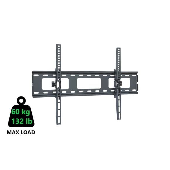 Techly 40" to 65" Tilting TV Wall Mount - Tilt +/-15° - VESA up to 600x400 mm Holds up to 60 kg - Black