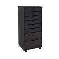 thumbnail image 2 of Pemberly Row Modern Solid Wood 6+2 Drawers Wide Roll Utility Cart in Black, 2 of 9