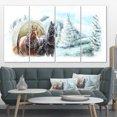 thumbnail image 1 of Painted Scene with Horses in Winter - Landscape Canvas Art Print, 1 of 3