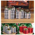 thumbnail image 2 of 3Pcs/Set Christmas Gift Box Decoration Red Black White Plaid Ribbon Bowknot Pine Cone Needle  Tree Holiday Present Box Ornament Kit, 2 of 9