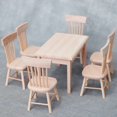 thumbnail image 2 of Mobilier Miniature Maison de Poupée Table à Manger en Bois avec Ensemble de 6 Chaises, 2 of 6