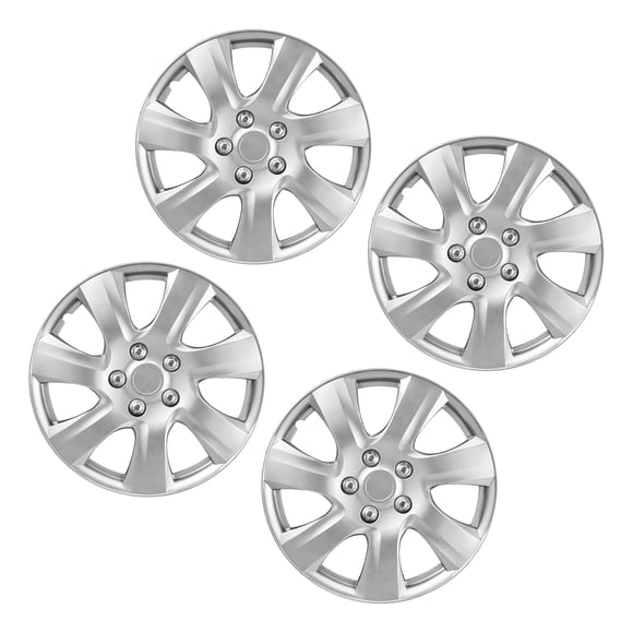 KFFKFF Hubcaps Wheel Covers, 16 Inch Set of 4 Wheel Rim Cover Hubcaps OEM Style Replacement, R16 Size Snap On Car Hub Caps, Universal 7-Spoke ABS Tire Rim Caps for Hyundai Chevrolet Ford Honda,Silver