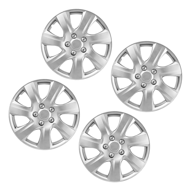 KFFKFF Hubcaps Wheel Covers, 16 Inch Set of 4 Wheel Rim Cover Hubcaps OEM Style Replacement, R16 Size Snap On Car Hub Caps, Universal 7-Spoke ABS Tire Rim Caps for Hyundai Chevrolet Ford Honda,Silver