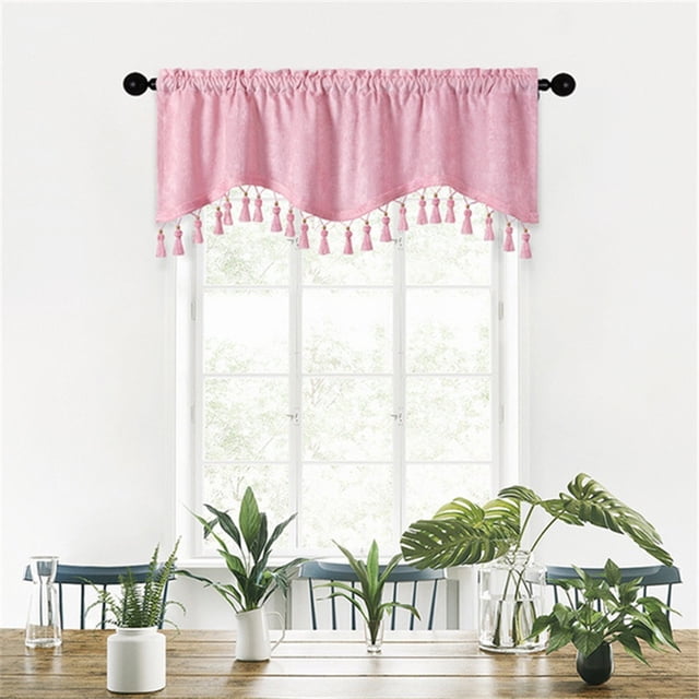 WKWeiS Elegant Fringed Window Curtains Patterned Rod Panels Stylish Short Drapes for Home Decor Clearance Deals