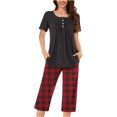 thumbnail image 1 of Rbaofujie Nuisette pour Femmes Femmes Décontractée Col Rond Manches Courtes Blouse Pantalon Mode Pyjama Ensemble Pyjama Aguichant pour Femmes, 1 of 7