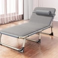 thumbnail image 4 of Lit Pliant une Personne Lit Pliant Chaise de Camping Lit Simple Fauteuil Inclinable Lit Pliant une Personne Chaise Longue Inclinable Pliante pour Camping Pause Déjeuner au Bureau Extérieur Urgence, 4 of 8