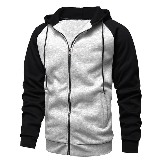 LUOGENLI Chandails à Capuche pour Hommes Graphiques Cardigan à Capuche pour Homme Chandail en Molleton Ample Texturé à Fermeture Éclair Chandail en Molleton à Capuche Insert Manche Veste Chandails à Capuche pour Hommes Petit Graphique Black4 Taille TTG