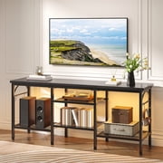 Pinmoco 47 inch TV Stand for TVs up to 55" TVs, Entertainment Center with Storage, Sturdy Media Console Table, Black