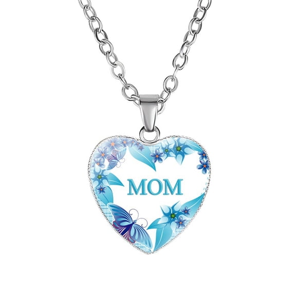 CEHVOM Heart Pendant Necklace Engraved With MOM Mother Plot Gift Love Accessories