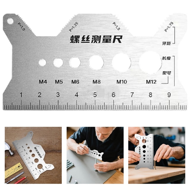 BKER Sizer Stainless Steel Sizer Double Multifunctional Screw Gauge For Jewelry Electronics Fabrication Woodworking Watch Utility