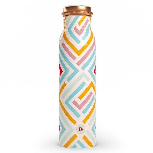 Pure Copper Water Bottle 1 Liter | Lightweight & Leakproof | Modern Art Printed Standard Design - Tamba Bottle | Suitable Anniversary Gift For Men & Women