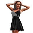 thumbnail image 1 of Maillot de Bain une Pièce à Jupe pour Femme, Robe de Bain à Rayures, Contrôle du Ventre, Tailles P-2TG, 1 of 5
