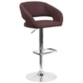 thumbnail image 1 of Contemporary Brown Fabric Adjustable Height Barstool with Rounded Mid-Back and Chrome Base, 1 of 9