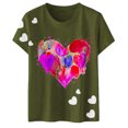 thumbnail image 4 of PMUYBHF Débardeur Noir pour Femmes, Mode, Saint-Valentin, Imprimé Amour, Col Rond, Manches Courtes, T-Shirt Décontracté (1), 4 of 5