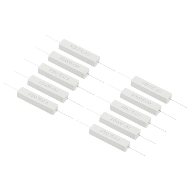 Unique Bargains 10 Pcs Résistances 5 Ohms, Résistance Ciment Céramique 10W Kit de Résistance Ciment de Puissance Tolérance 5 % pour Adaptateurs d'Alimentation Audio