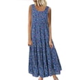 thumbnail image 2 of Robes de Collation des Grades pour Femmes 2023 Femmes Grande Taille Décontracté Imprimé Col Rond Manches Courtes Ample Longueur Genou Robe Combinaisons pour Femmes pour l'Été Chic en Liquidation, 2 of 6