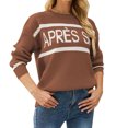 thumbnail image 2 of Meichang Chandail à Manches Longues pour Femmes Col Rond Pull de Détente Mode Imprimé Lettre Chandails en Molleton d'Automne Confortables et Chauds, 2 of 6