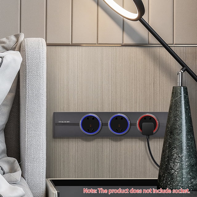 Removable Electrical Outlet Track System, 8000W High Power Socket Track Movable Wall Outlet Extender Smooth Sliding Rail for Bedroom Kitchen Bookcase Office