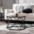 thumbnail image 2 of Costway Coffee Table Geometric Glass Modern W/Tempered Glass Top & Metal Legs Living Room, 2 of 10