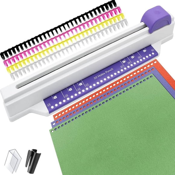AMERTEER Hand Push Binder 30 Hole Binder Machine Coil Binder Home Desktop Binder Puncher for A4 A5 A6 A7 B5-B7 Scrapbook