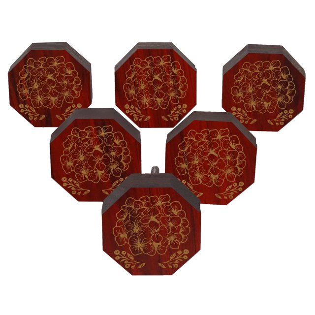 IBA Indianbeautifulart Boutons Rouges Gravés Boutons de Meuble Poignée de Tiroir d'Armoire Lot de 10