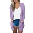 thumbnail image 2 of RXIRUCGD Blouse Décontractée à Manches Longues Unie pour Femme avec Poche, Cardigan Manteau, Violet, Taille : L, 2 of 6
