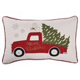 thumbnail image 2 of Pillow Perfect 628042 Red Christmas Truck Lumbar Pillow - Red, 2 of 4