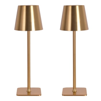 Mainstays LED Rechargeable Table Lamp, Plated Gold Metal, 2 pack