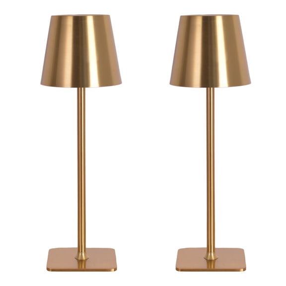 Mainstays LED Rechargeable Table Lamp, Plated Gold Metal, 2 pack