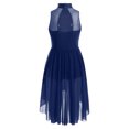 thumbnail image 4 of RUNQHUI Robe de Danse Ballet à Sequins pour Filles, Robe de Patinage Artistique Sans Manches Ourlet Irrégulier en Maille Bleu Marine 16, 4 of 7