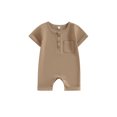 thumbnail image 1 of Faithtur Baby Boys Girls Jumpsuit, Short Sleeve Button Down Round Neck Solid Color Romper Shorts, 1 of 9