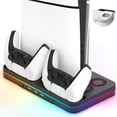 thumbnail image 1 of Cooling Station for PS5 Slim Console, with 2 Cooling Fan & 2 Controller Charging Stand RGB Light Headset Holder for PlayStation 5 Slim Disc & Digital Editions, 1 of 7