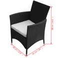 thumbnail image 4 of vidaXL 9 Piece Outdoor Dining Set with Cushions Poly Rattan Black, 4 of 4
