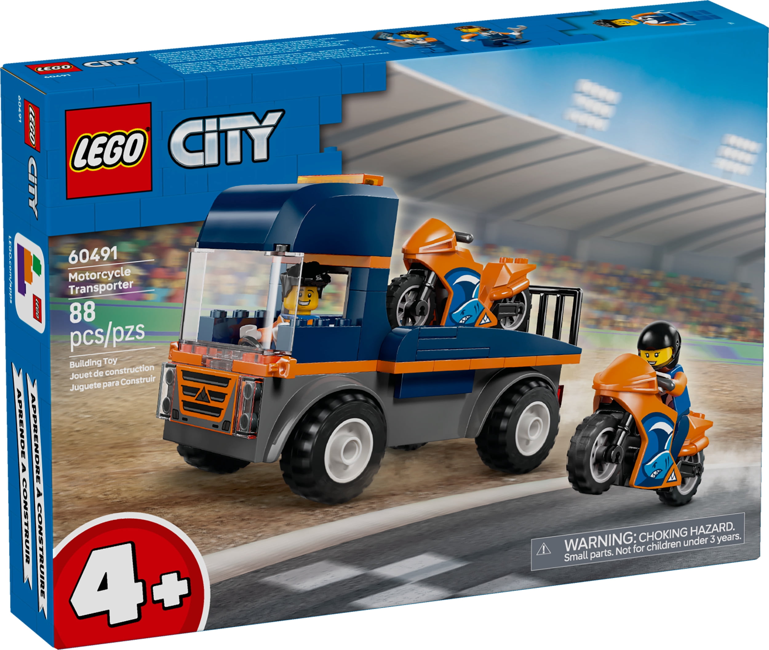 LEGO City Motorcycle Transporter Building Toy for Boys & Girls
