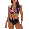 thumbnail image 1 of GZWYHT Bathing Suit for Women Tankini Swimsuits for Women Womens Swimsuits Two High Waisted Bathing Suits Color Block Wrap Front Bikini Sets Womens Swimsuits Women Beach Fashion Red 5XL, 1 of 5