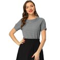 thumbnail image 1 of INSPIRE CHIC Hauts à Carreaux pour Femmes des Années 1950 à Col Rond à Manches Courtes Petit Noir, 1 of 5