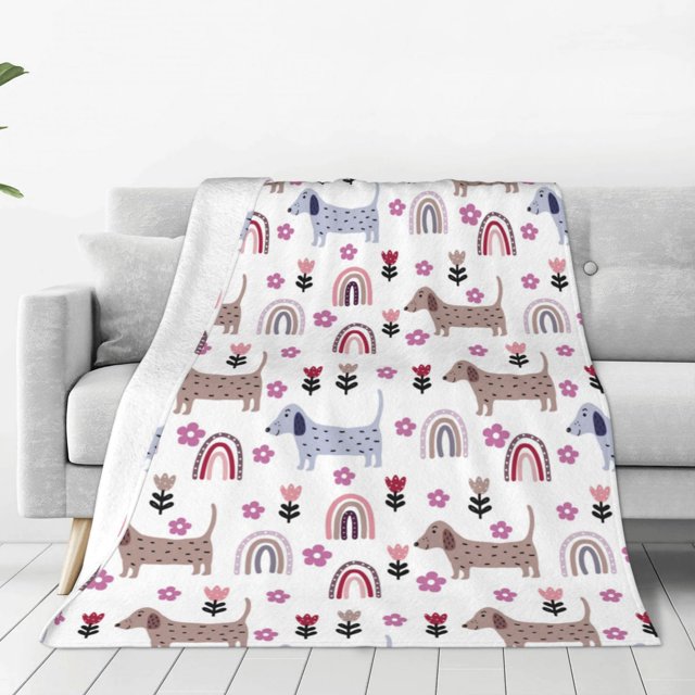 KLL Cute Dog Pattern Fleece Throw Blanket,Fleece Throw Blankets for Couch & Bed All Season Use-80"x60"