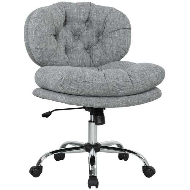 HOMCOM Armless Office Chair with Wide Thick Padded Seat,Tilt Function, Grey
