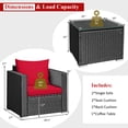 thumbnail image 2 of Patiojoy Ensemble de Conversation en Rotin pour Patio 3 Pcs avec 2 Sofas Coussinés et Table à Café pour l'Extérieur Rouge, 2 of 10
