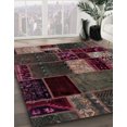 thumbnail image 2 of Ahgly Company Tapis d'Intérieur Carrés Abstraits Rouge Écarlate Foncé Patchwork, 3 Pieds Carré, 2 of 6
