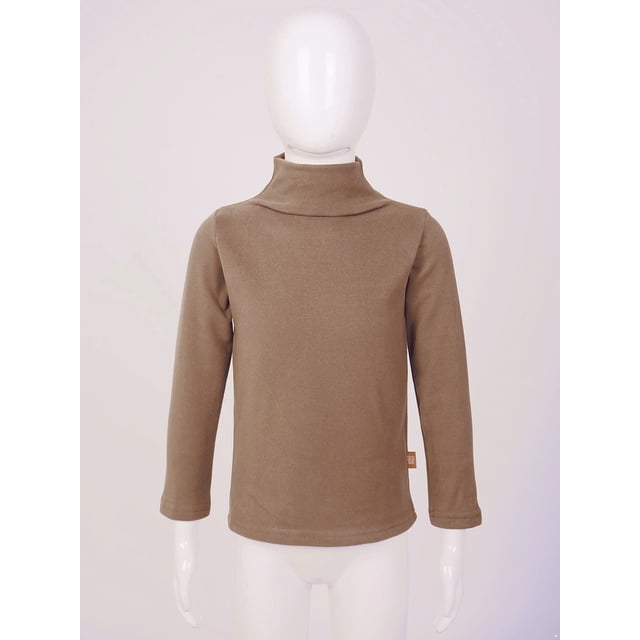 Yeahdor Chandails Thermiques à Manches Longues pour Garçon Fille, Doublés en Molleton, Couche de Base de Compression, T-Shirts à Col Rond, T-Shirts Doux, Café 140