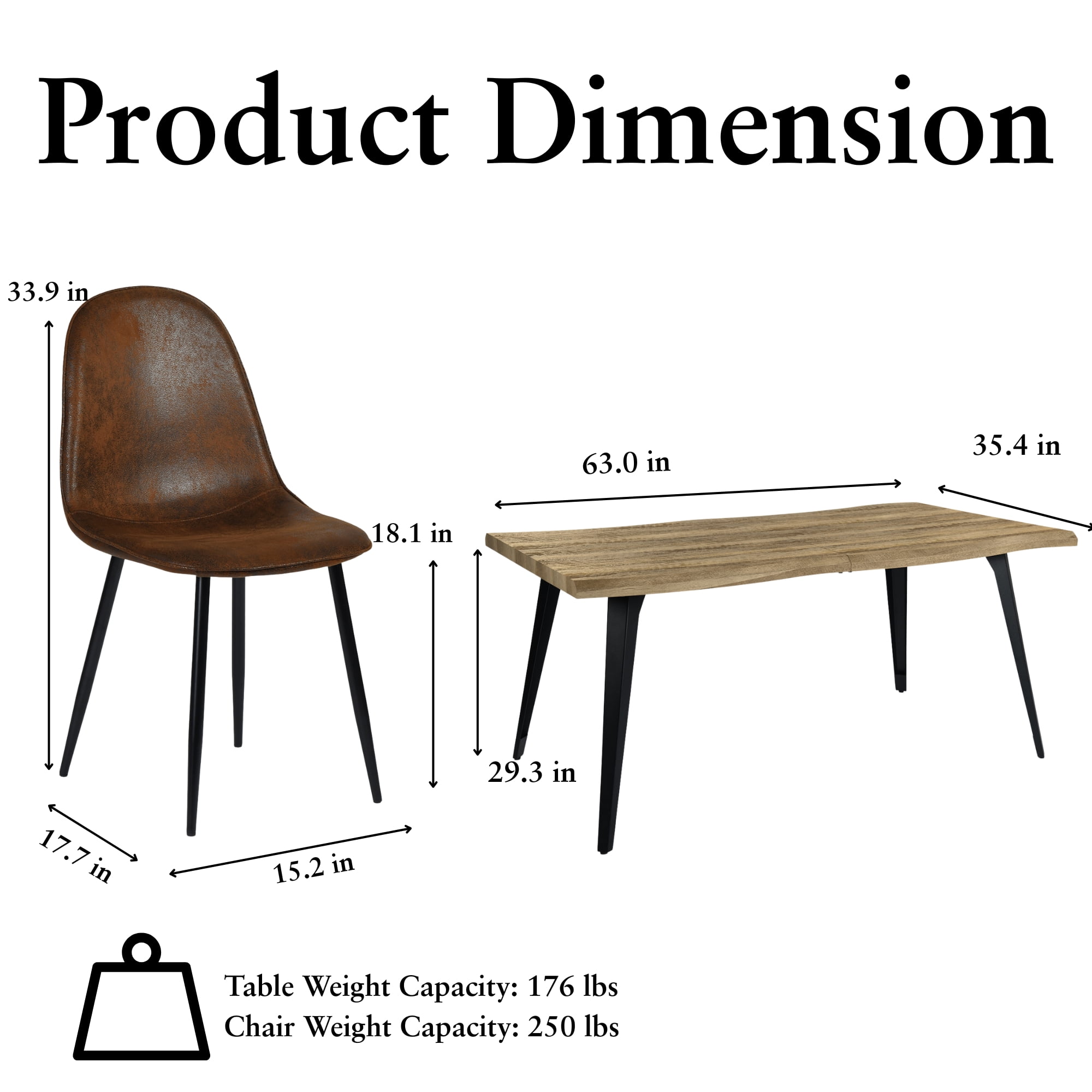 Ensemble de salle à manger rectangulaire moderne 5 pièces Homy Casa, table en faux bois avec 4 chaises rembourrées