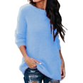 thumbnail image 2 of Innerwin Hauts en Tricot Manches Longues Femme Chandail Décontracté Col Rond Tunique Ample Blouse Bleu Lac S, 2 of 7