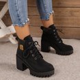 thumbnail image 2 of Platform Combat Boots for Women Trendy Leather Waterproof Non Slip Chunky High Heel Riding Ankle Booties, 2 of 6