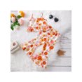 thumbnail image 4 of Honganda Toddler Kid Girl Clothes Set Letter/Butterfly Floral Printed Sling Buttons Ruffle Hem Tank Tops with Flared Pants, 4 of 9