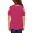 thumbnail image 4 of PMVFHDE T-Shirt à Manches Courtes d'Été Uni pour Enfants à Col Rond - Haut Léger, Respirant et Doux Rose Vif, 3-4 Ans, 4 of 5